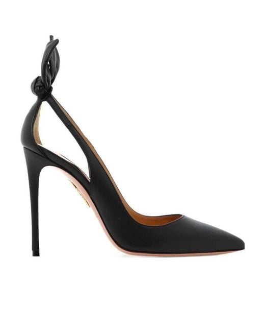 Aquazzura Black Pointed Toe Bow Tie Pumps