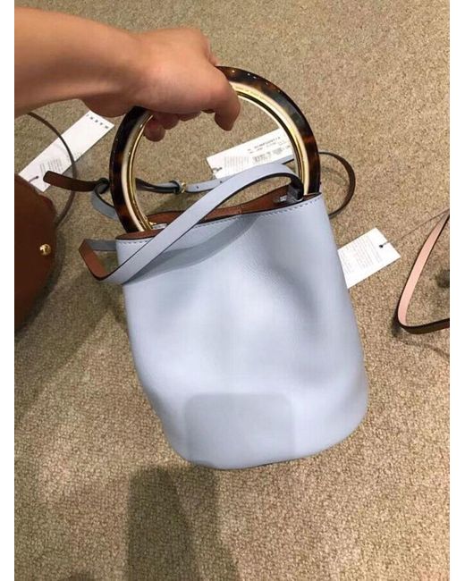 Marni Blue Pannier Leather Resin Handle Bucket Bag