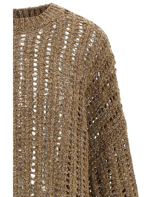 Brunello Cucinelli Brown Crewneck Drop Shoulder Jumper