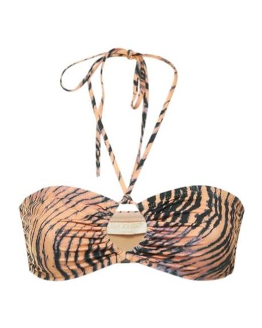 Ulla Johnson Natural Formentera Printed Bikini Top