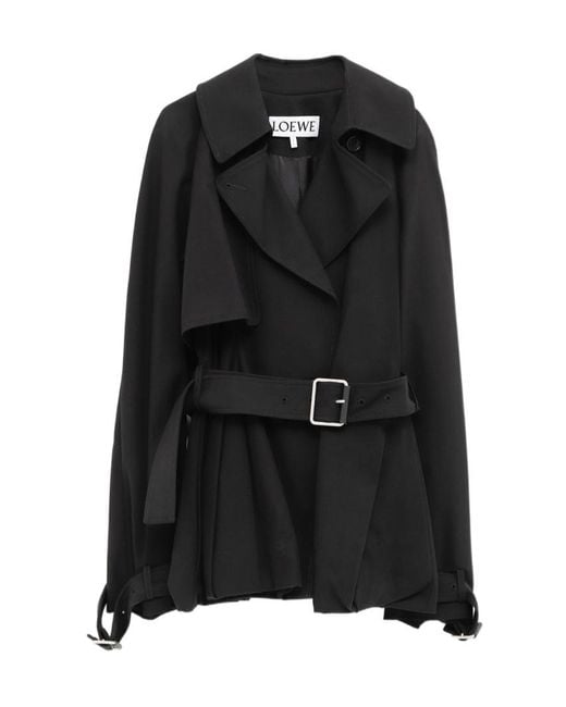 Loewe Black Buckled Collared Coat