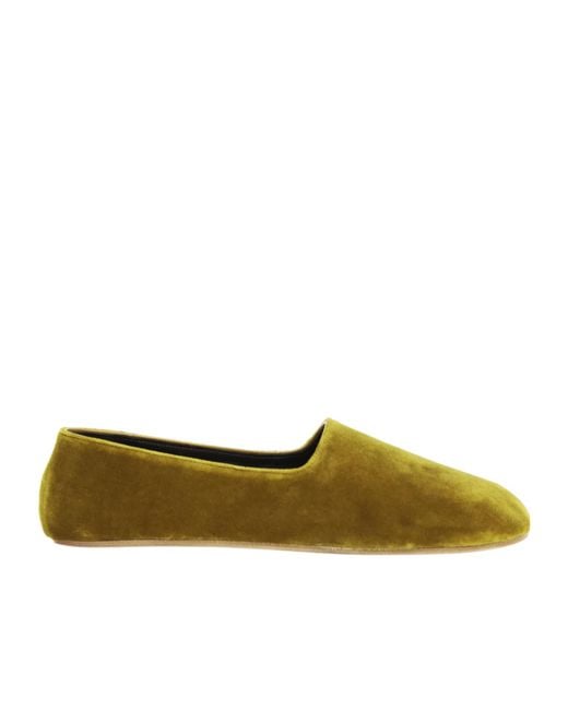 The Row Green Ponti Flat Shoes