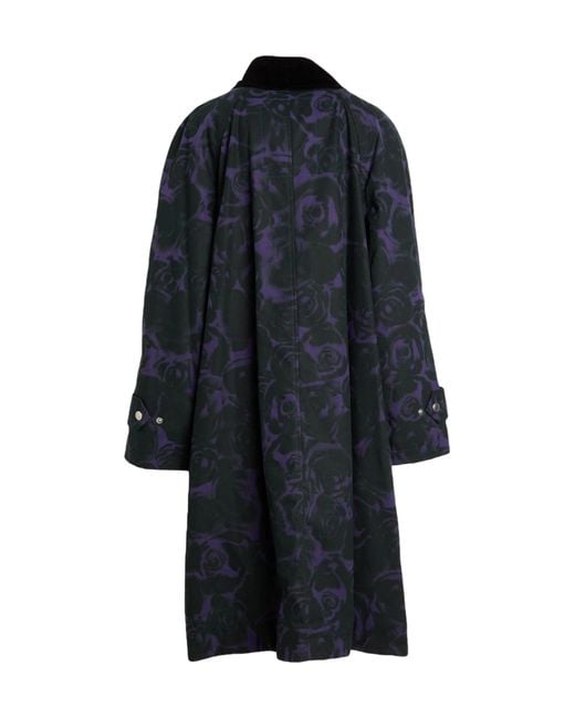 Burberry Blue Floral Print Long Coat