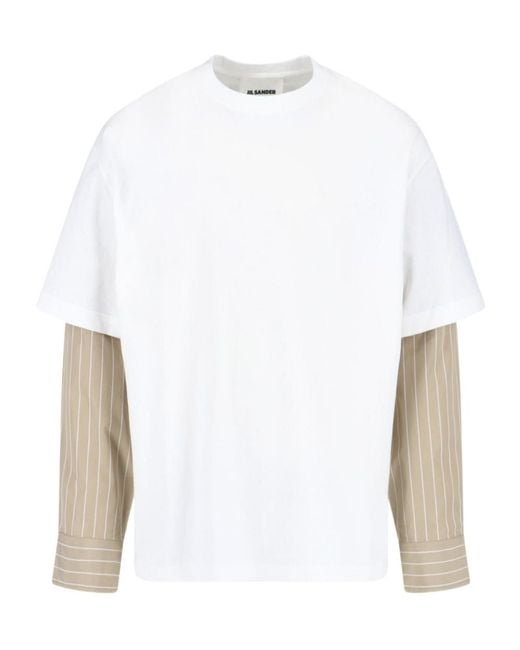 Jil Sander White Layered Sleeve T-Shirt for men