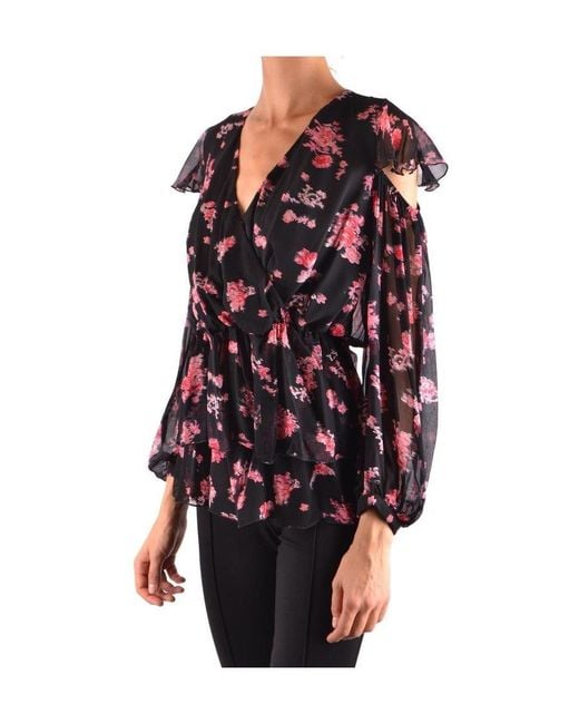 Pinko Red Logo Long-Sleeved Blouse