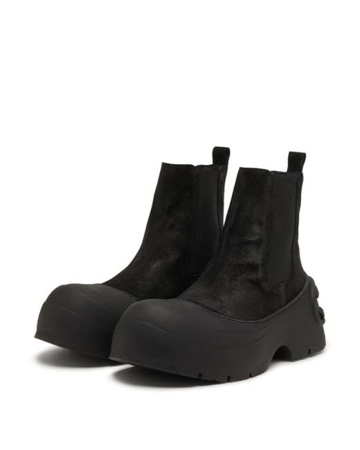DIESEL Black Logo-Detail Toe-Cap Boots for men