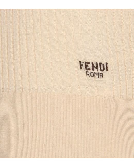 Fendi Natural Logo Intarsia Short-Sleeves Sweater