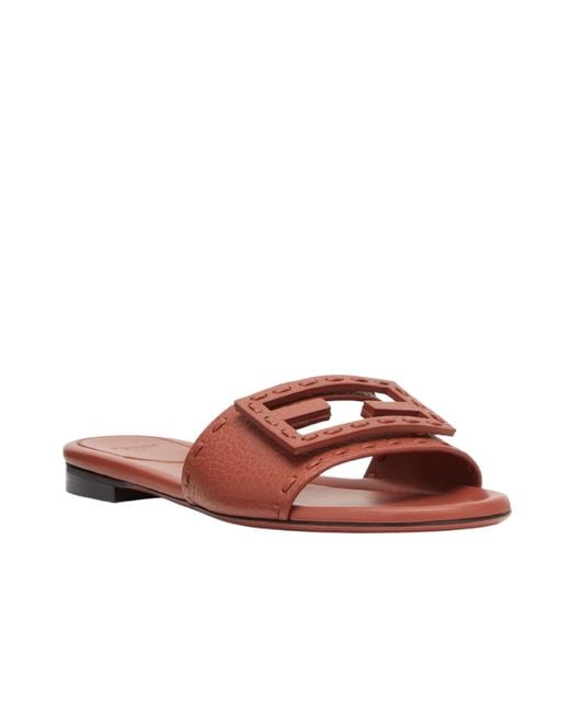 Fendi Brown Baguette Ff Slip-On Slides