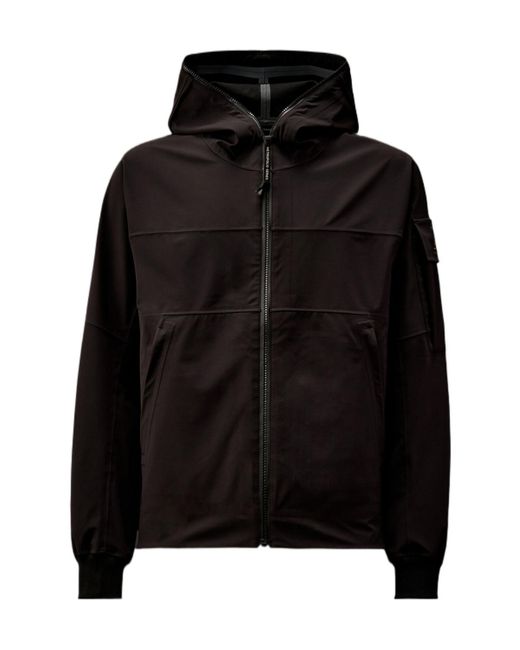 C P Company Black Hooded Zipped Jacket for men