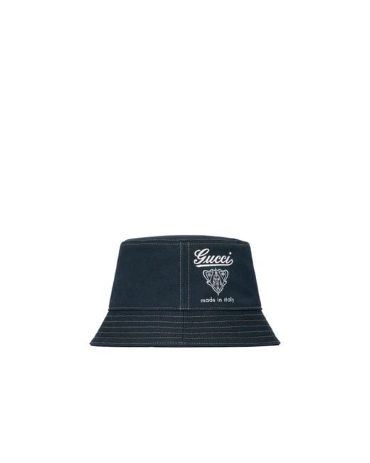 Gucci Blue Printed Cotton Canvas Bucket Hat for men