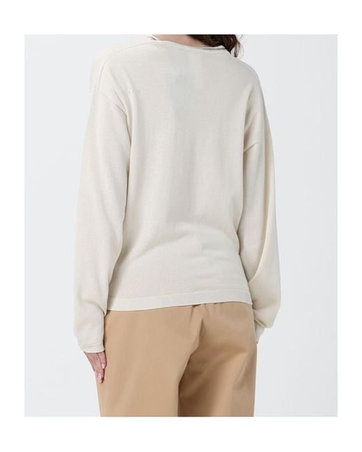Fabiana Filippi Natural Bead-Embellished V-Neck Sweater