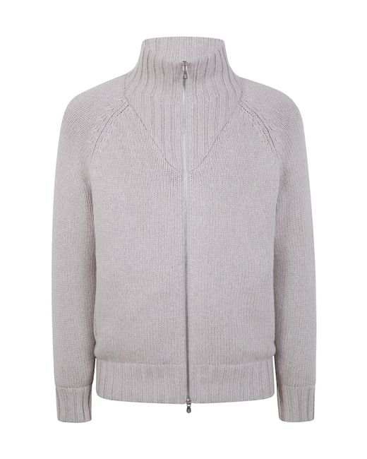 Brunello Cucinelli Gray Zip-Up High Neck Jacket for men
