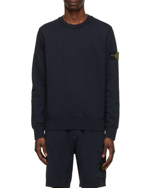 Stone Island Blue Compass Patch Crewneck Sweatshirt for men