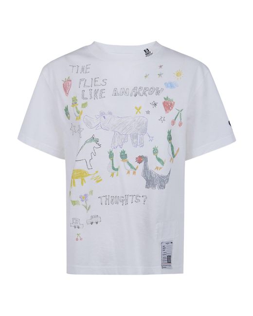 Maison Mihara Yasuhiro Blue Illustration-Print T-Shirt