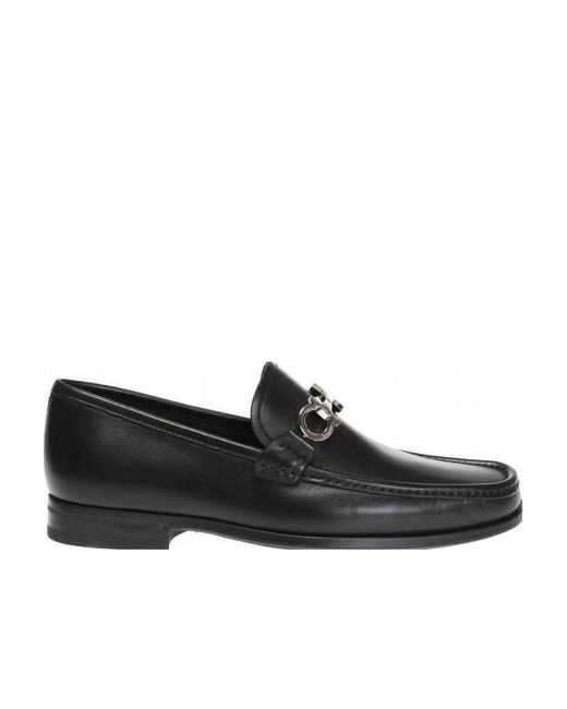 Ferragamo Black Ferragamo Gancini-Plaque Slip-On Loafers for men