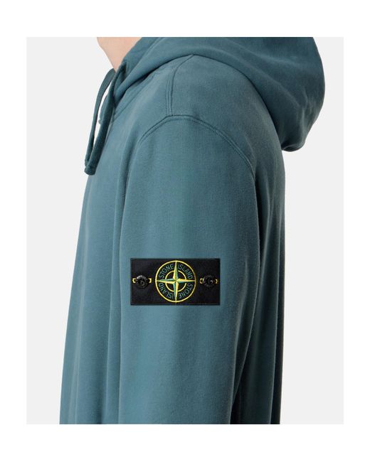 Stone Island Blue Logo Patch Drawstring Hoodie for men
