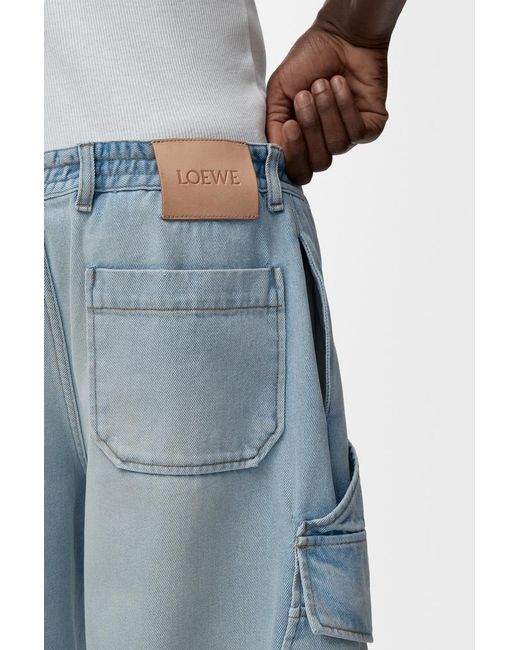 Loewe Blue X Paulas Ibiza Denim Cargo Shorts for men