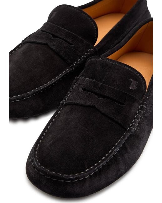 Tod's Black Gommino Suede Loafers for men