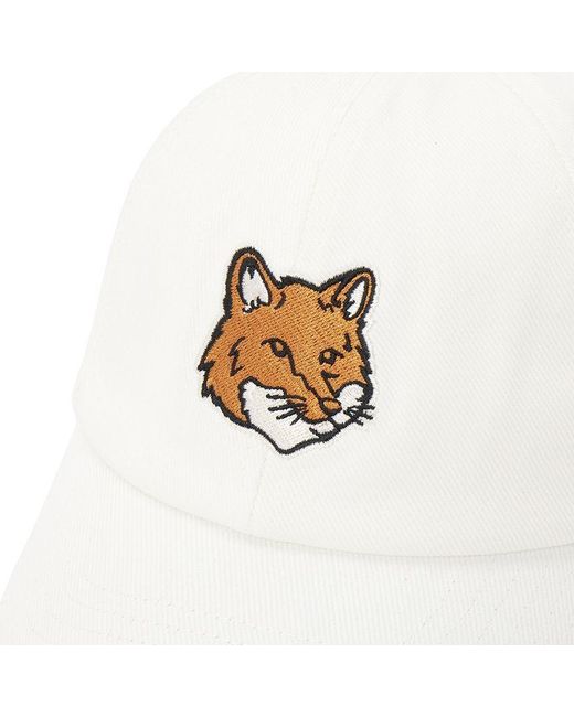 Maison Kitsuné White Embroidered-Logo Patch Cap for men