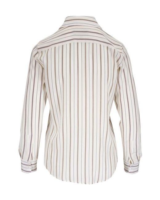 Nili Lotan White Gaia Long-Sleeve Striped Shirt
