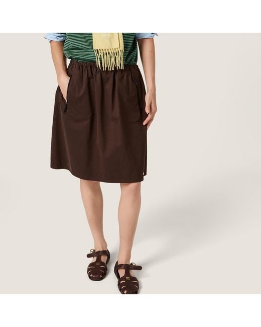 Miu Miu Brown Washed Gabardine Skirt