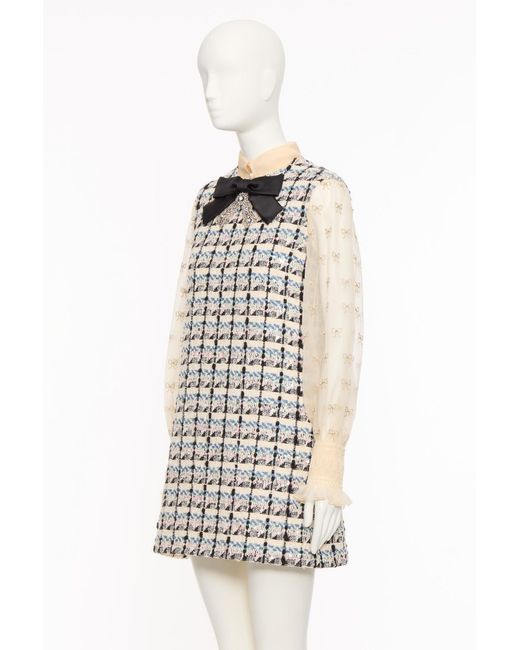 Valentino White Bow Detailed Long Sleeved Dress
