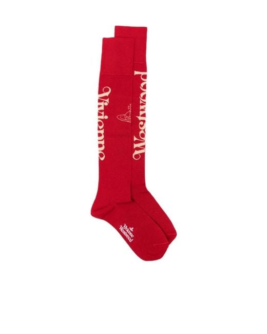 Vivienne Westwood Red Logo-Print Orb-Motif Socks for men