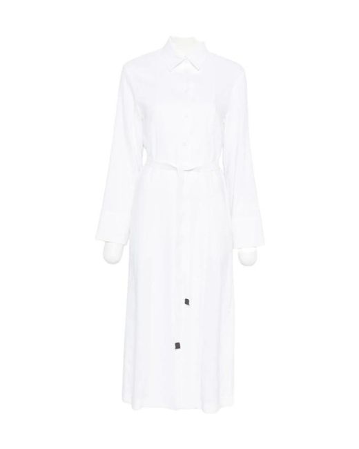 Max Mara White Collared Long-Sleeved Dress