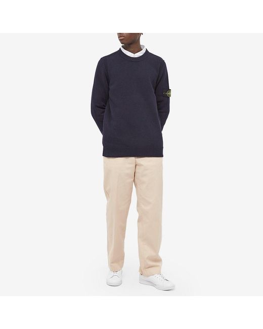 Stone Island Blue Compass-Patch Knitted Jumper for men