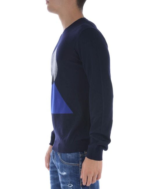 KENZO Blue Geometrical Pattern Sweater for men
