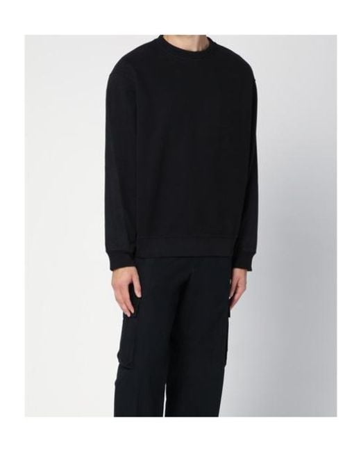 Stone Island Black Logo-Embroidered Crewneck Sweatshirt for men