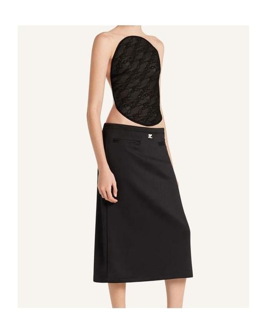 Courreges Black Mesh-Panel Bodysuit