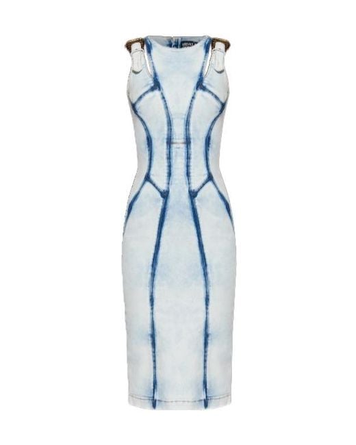 Versace Jeans Blue Couture Denim Pencil Dress