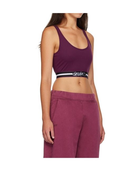 Off-White c/o Virgil Abloh Purple Logo Band Sleeveless Top