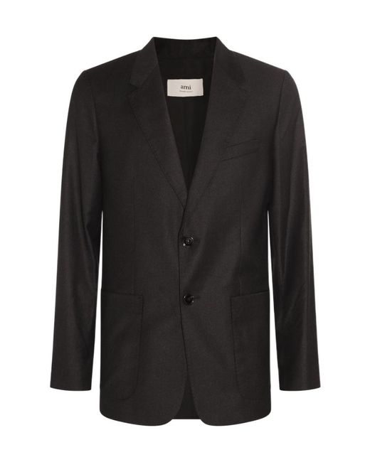 AMI Black Ami Button-Up Jacket for men