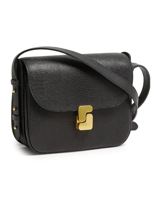 Soeur Black Flap Shoulder Bag