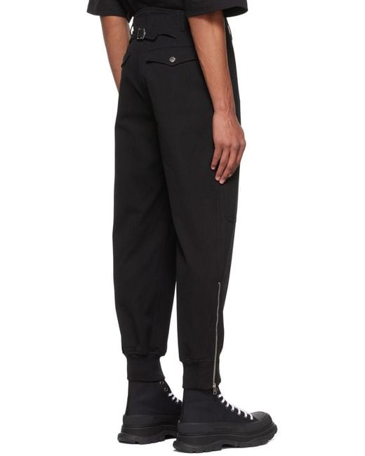 McQueen Black Straight Leg Cargo Pants for men