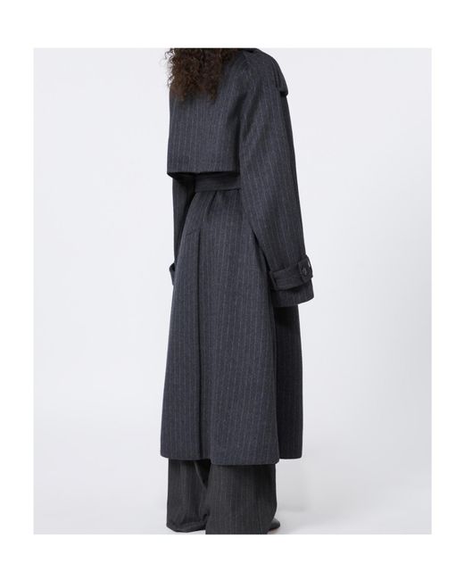 Sportmax Black Arold Striped Belted Coat