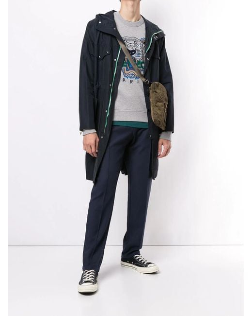 KENZO Blue Piped-Trim Drawstring Waist Trousers for men