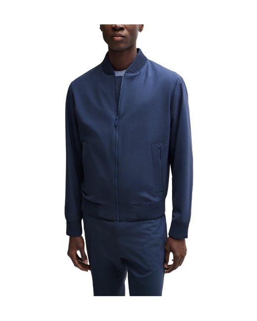 Boss Blue Solid Casual Jacket for men