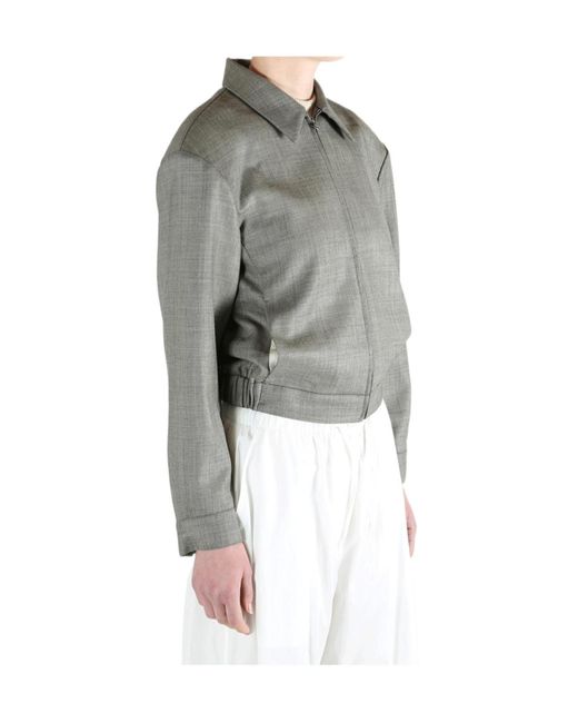 Amomento Gray Wool Zip-Up Casual Jacket