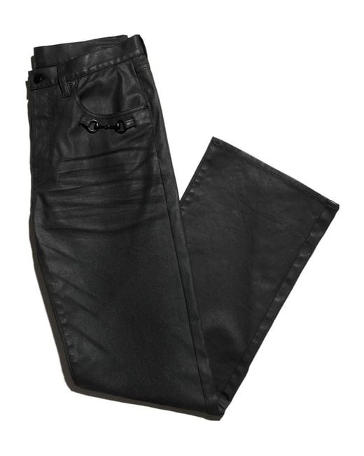 Gucci Black Flared Coated Cotton Twill Denim Pants for men