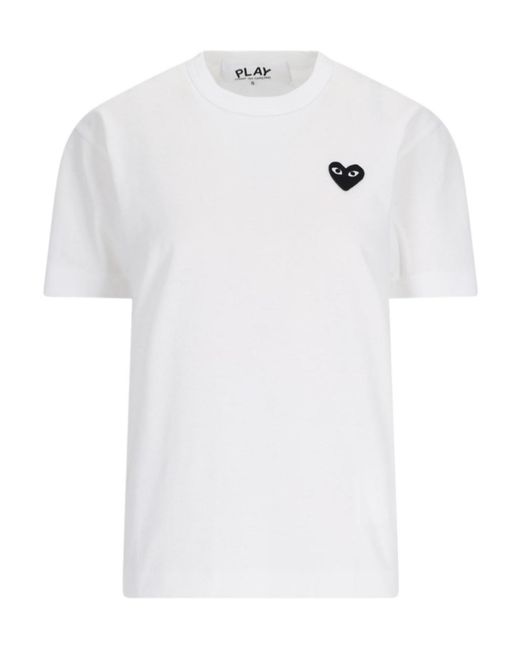 COMME DES GARÇONS PLAY White Comme Des Garçons Play Logo Detailed Crewneck T-Shirt for men
