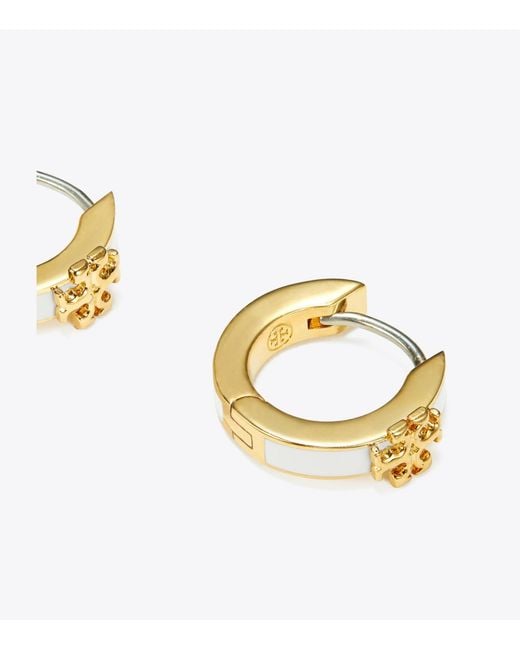 Tory Burch Metallic Kira Enamel Hoop Earrings