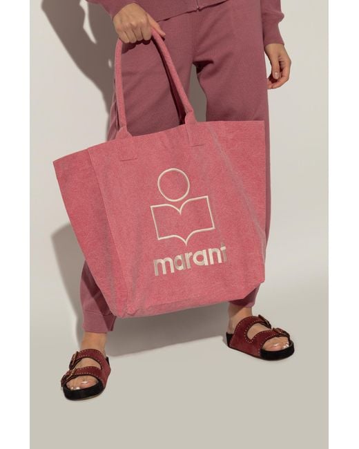 Isabel Marant Pink Yenky Logo Printed Tote Bag