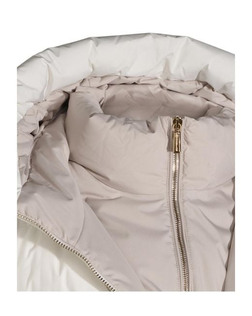 Moorer White Hooded Quilted Coat