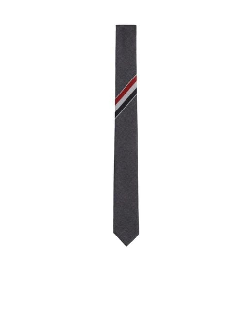 Thom Browne White Rwb Striped Tie for men