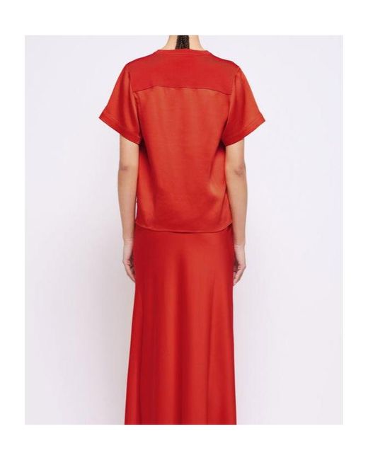 Jonathan Simkhai Red Addy Knit-Panel T-Shirt