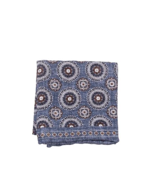 Brunello Cucinelli Blue Patterned Pocket Square for men