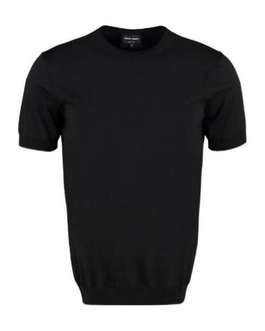 Giorgio Armani Black Crewneck Short-Sleeved Knit Jumper for men